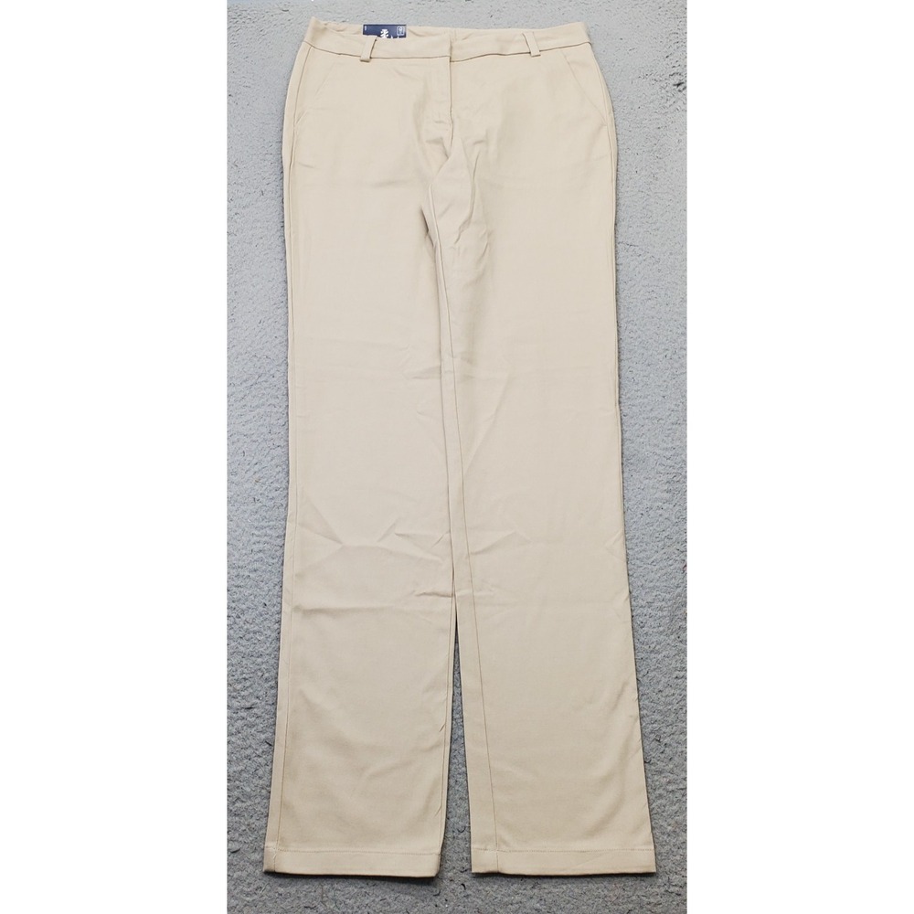 IZOD Chino Pants Womens 9 Tan Stretch Flat Front Formal Straight Leg Outdoor